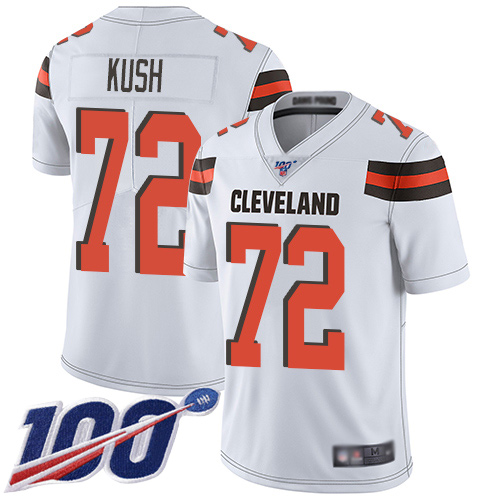 Cleveland Browns Eric Kush Men White Limited Jersey #72 NFL Football Road 100th Season Vapor Untouchable